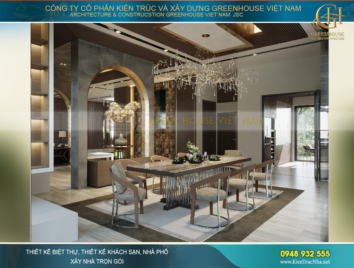 thiết kế nội thất biệt thự hiện đại 2 tầng