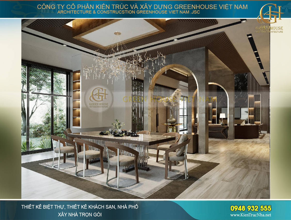 thiết kế nội thất biệt thự hiện đại 2 tầng