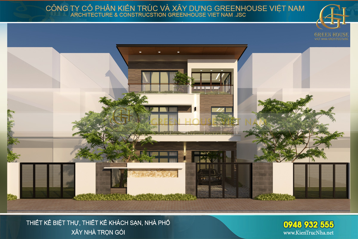thiết kế biệt thự hiện đại 3 tầng tại bắc giang
