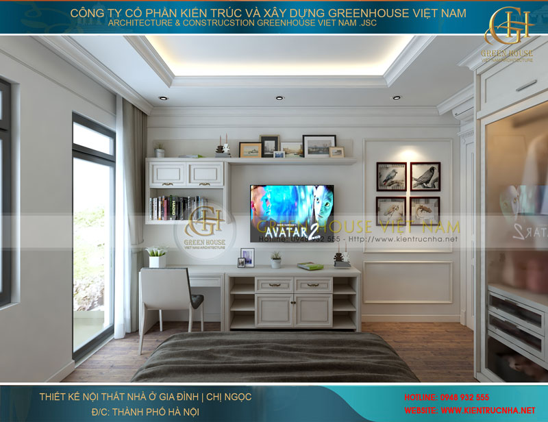 thiết kế nội thất biệt thự phố tân cổ điển tại Hà Nội