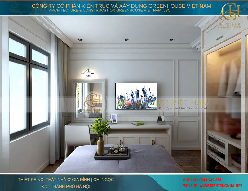 thiết kế nội thất biệt thự phố tân cổ điển tại Hà Nội