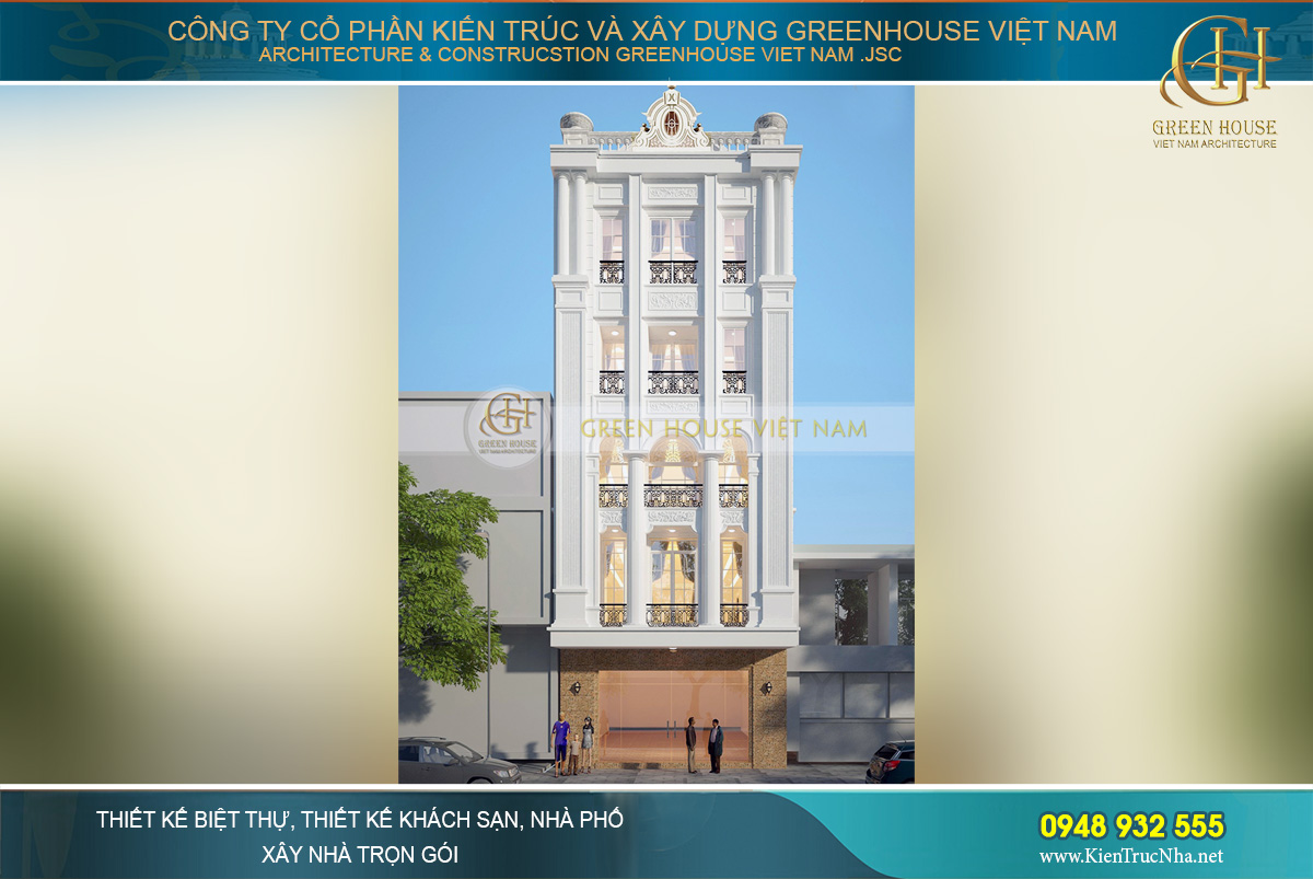 thiết kế biệt thự tân cổ điển 5 tầng tại hà nội