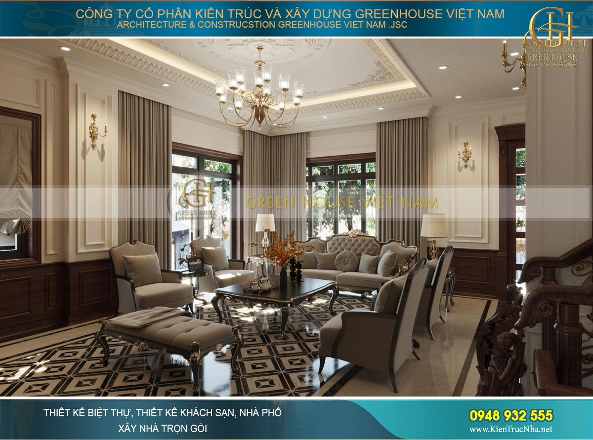 Thiết kế nội thất phong cách Luxury cho biệt thự 4 tầng 150m2