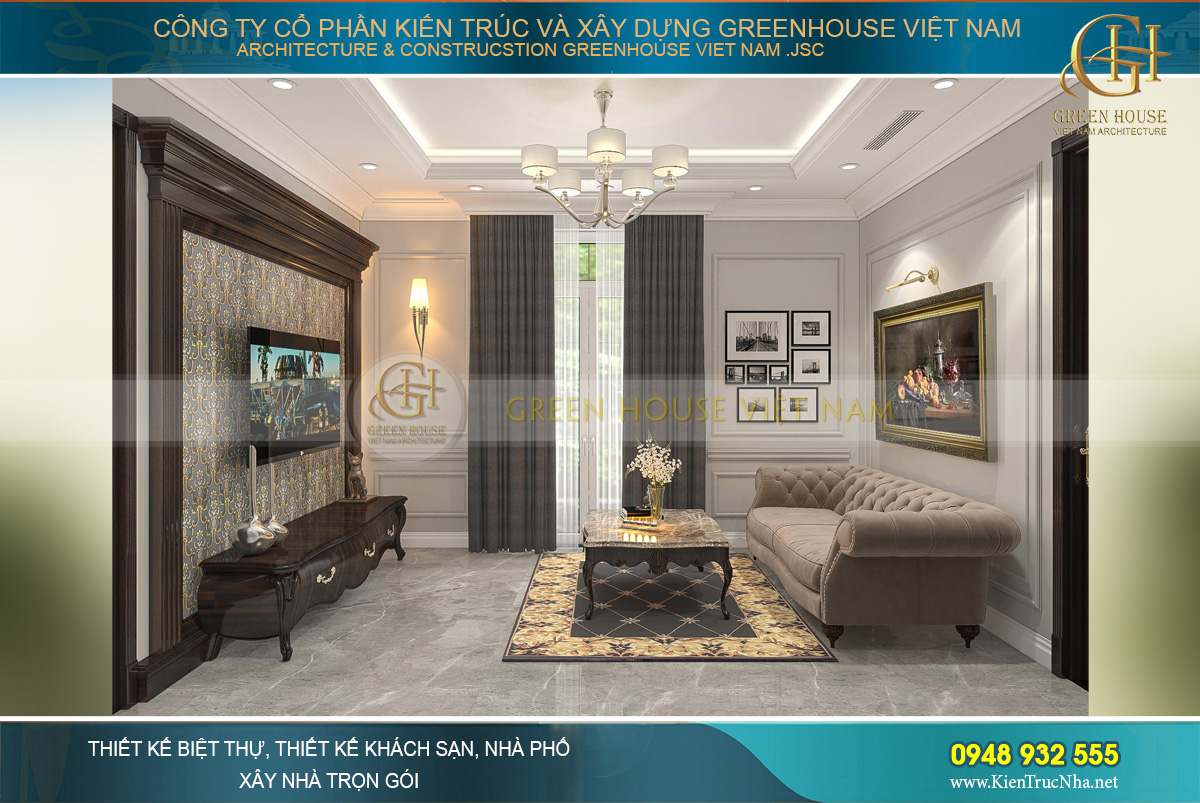 thiết kế nội thất biệt thự tân cổ điển 4 tầng