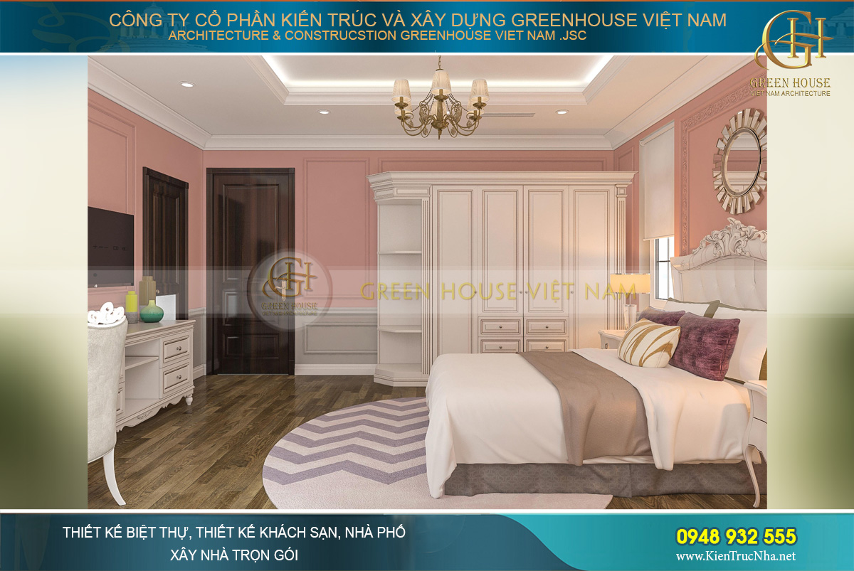 thiết kế nội thất biệt thự tân cổ điển 4 tầng