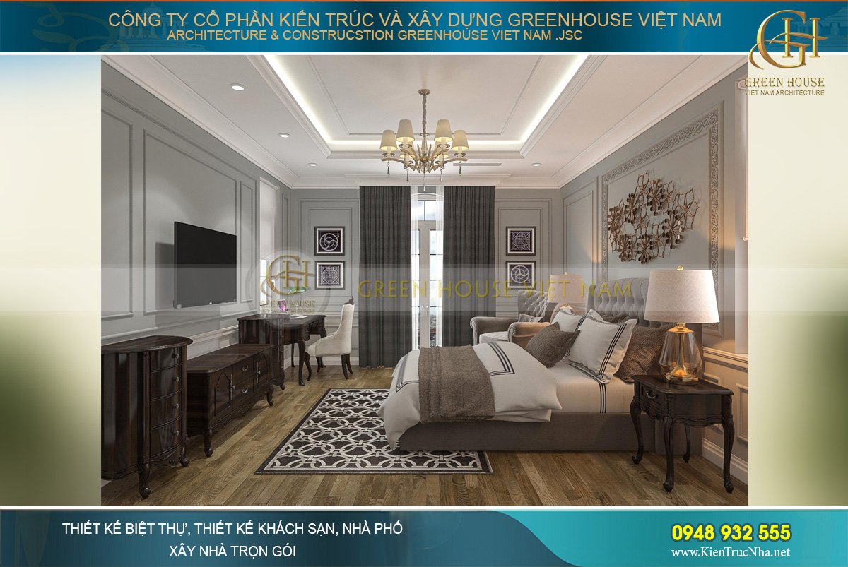 thiết kế nội thất biệt thự tân cổ điển 4 tầng