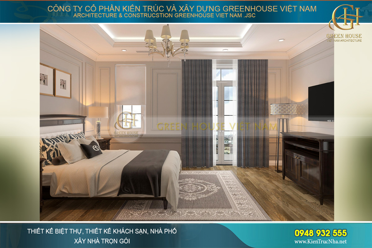 thiết kế nội thất biệt thự tân cổ điển 4 tầng