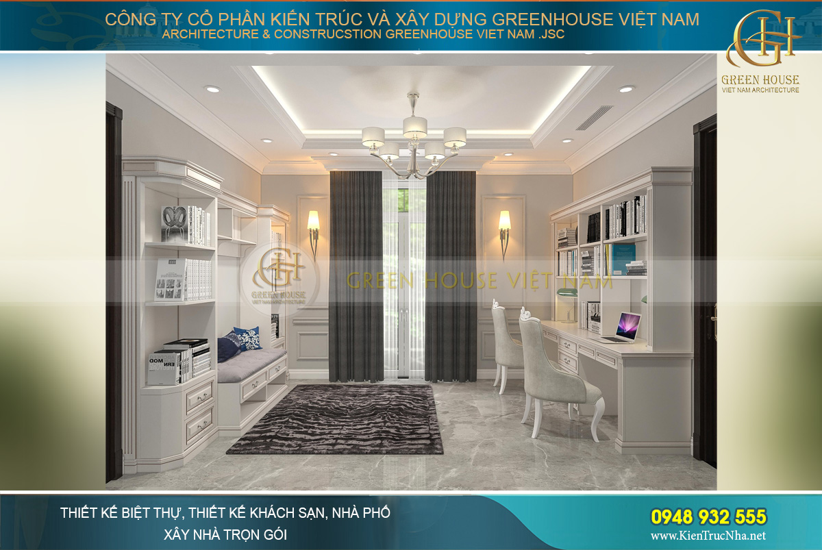 thiết kế nội thất biệt thự tân cổ điển 4 tầng