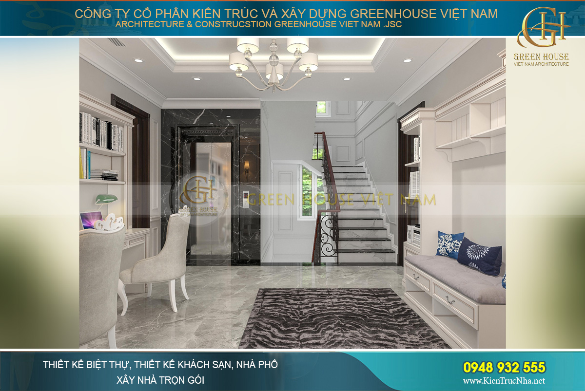 thiết kế nội thất biệt thự tân cổ điển 4 tầng
