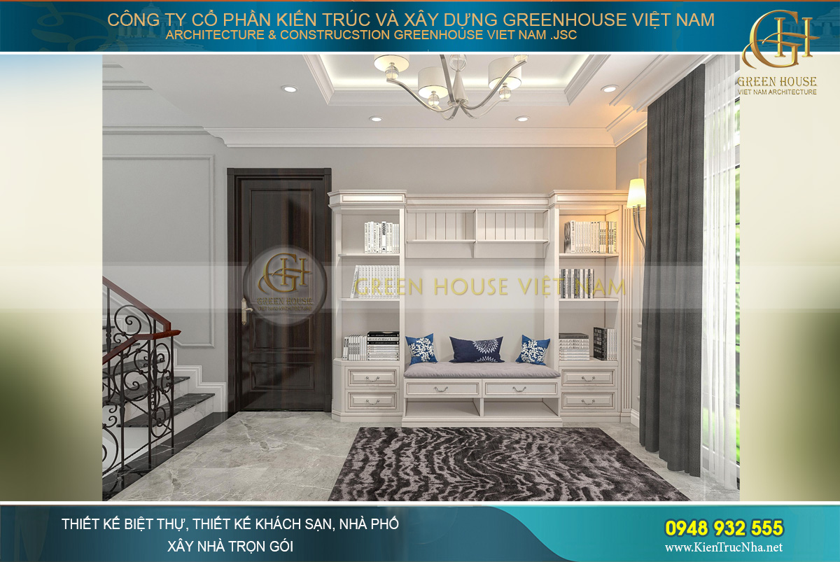 thiết kế nội thất biệt thự tân cổ điển 4 tầng