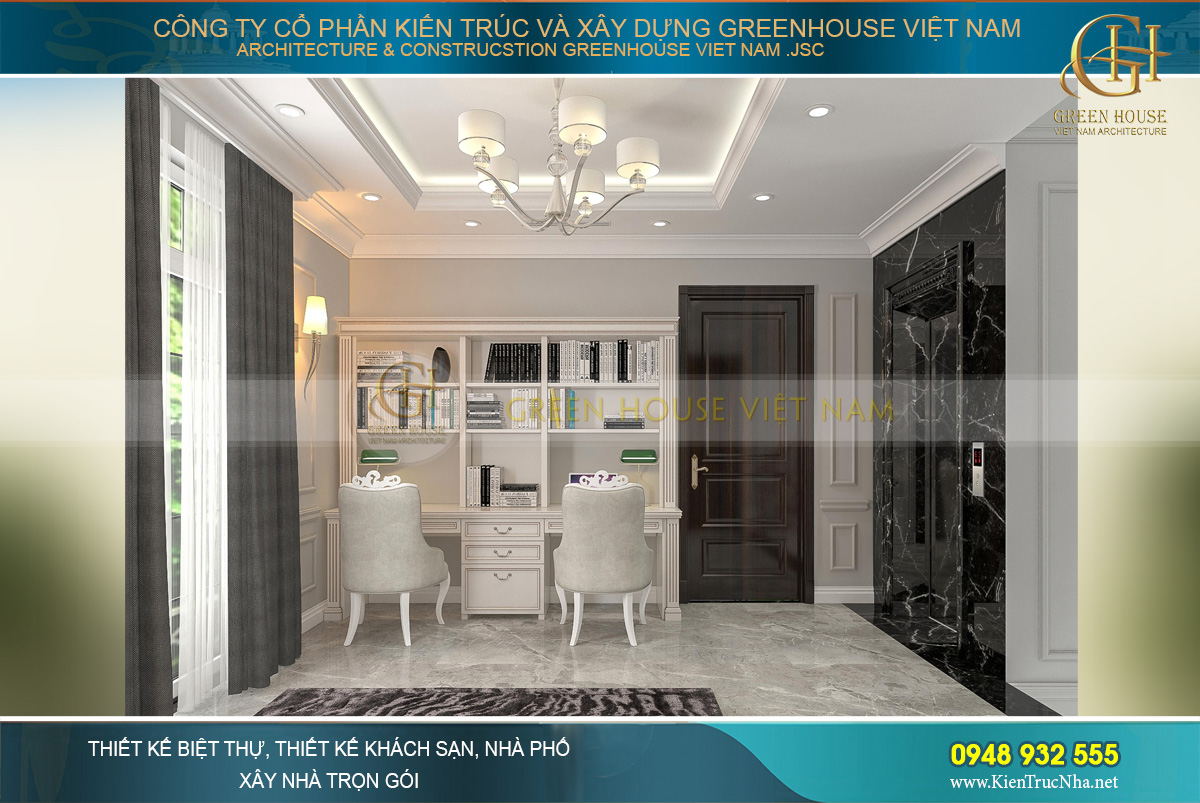 thiết kế nội thất biệt thự tân cổ điển 4 tầng