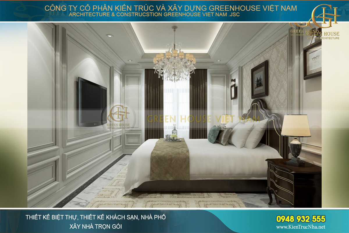 thiết kế nội thất biệt thự tân cổ điển 3 tầng quảng ninh