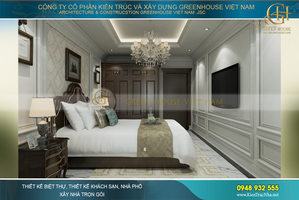 thiết kế nội thất biệt thự tân cổ điển 3 tầng quảng ninh