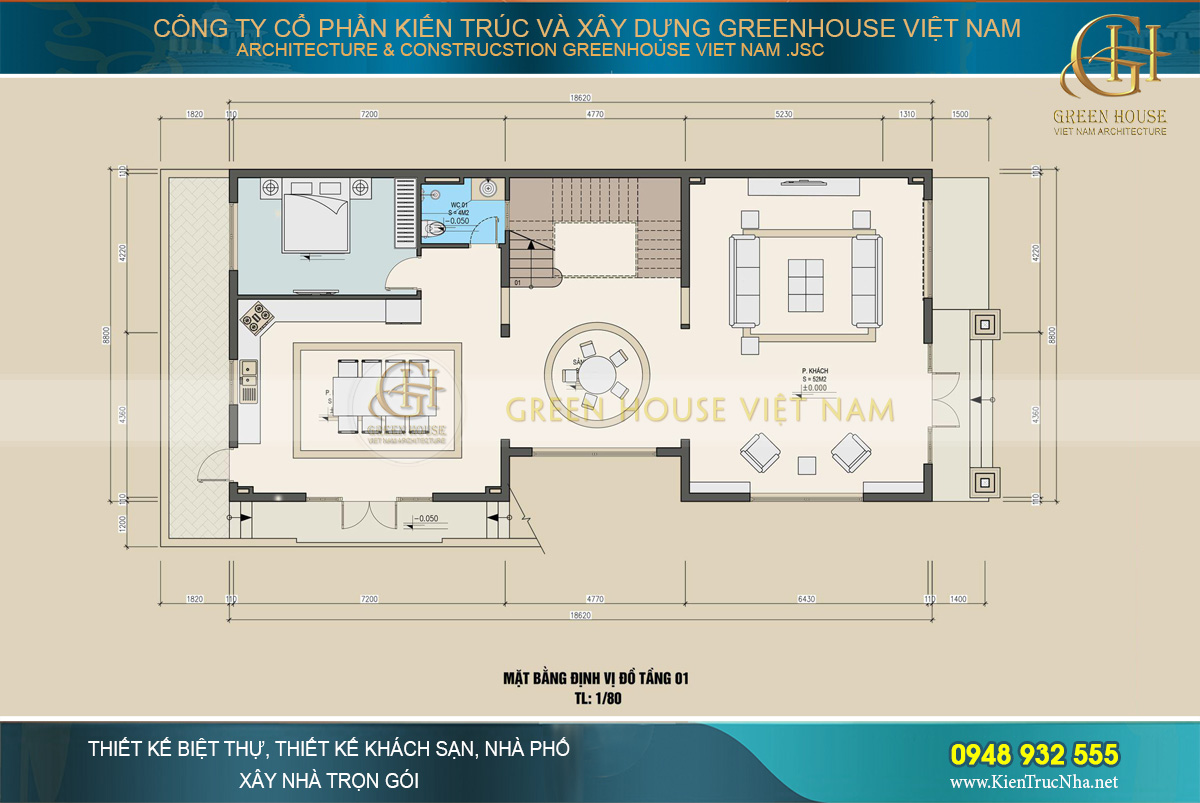 thiết kế nội thất biệt thự tân cổ điển 3 tầng quảng ninh