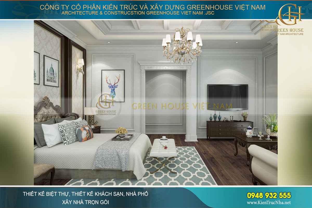 thiết kế nội thất biệt thự tân cổ điển 3 tầng quảng ninh