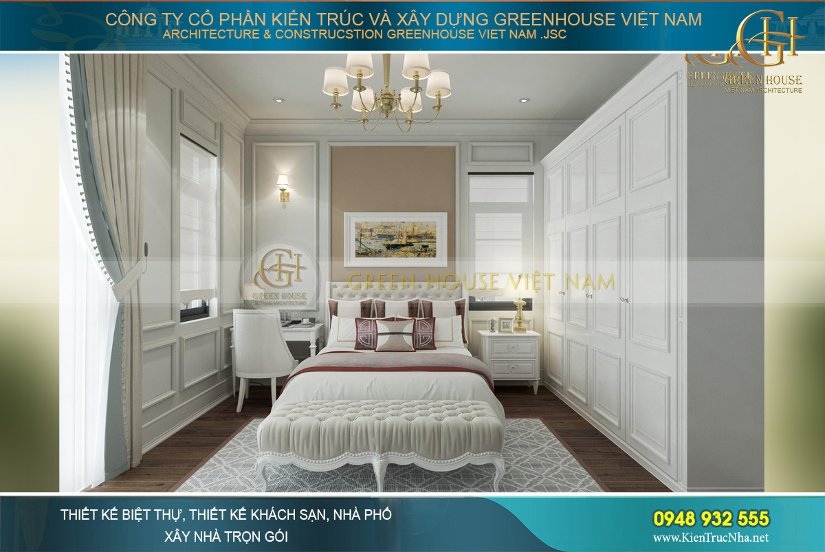 thiết kế nội thất biệt thự tân cổ điển 3 tầng quảng ninh
