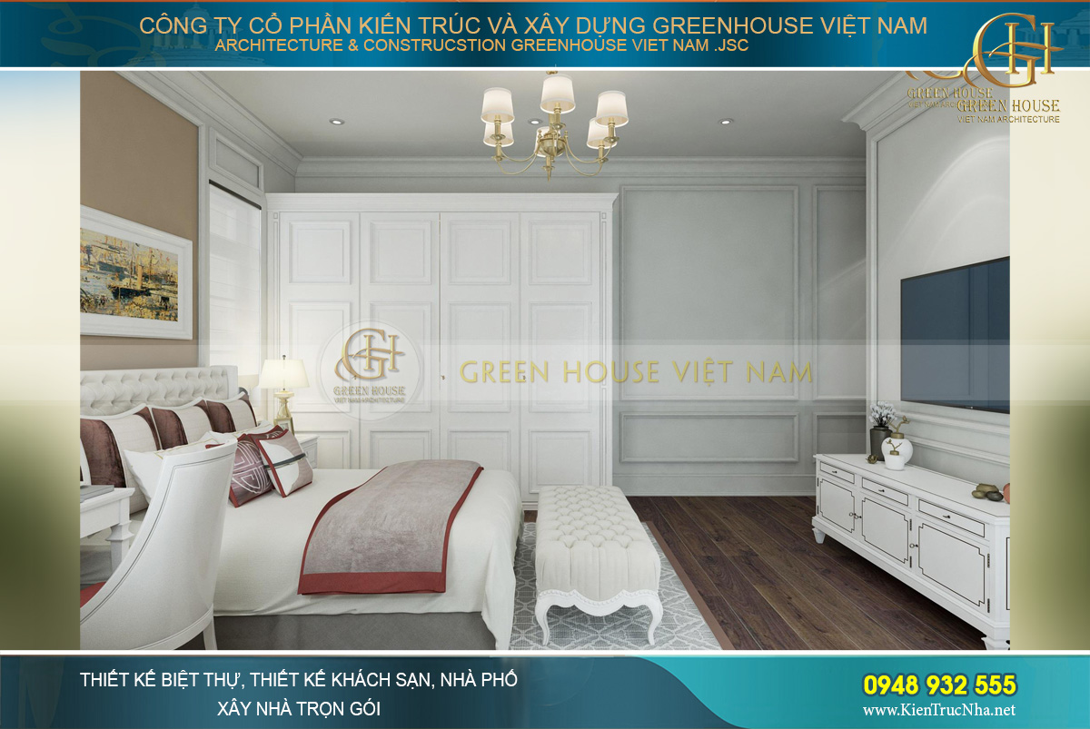 thiết kế nội thất biệt thự tân cổ điển 3 tầng quảng ninh