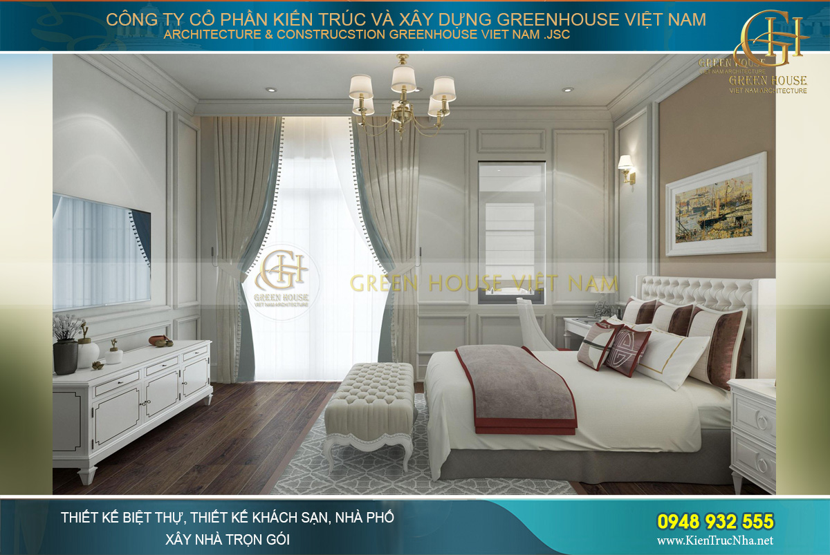 thiết kế nội thất biệt thự tân cổ điển 3 tầng quảng ninh