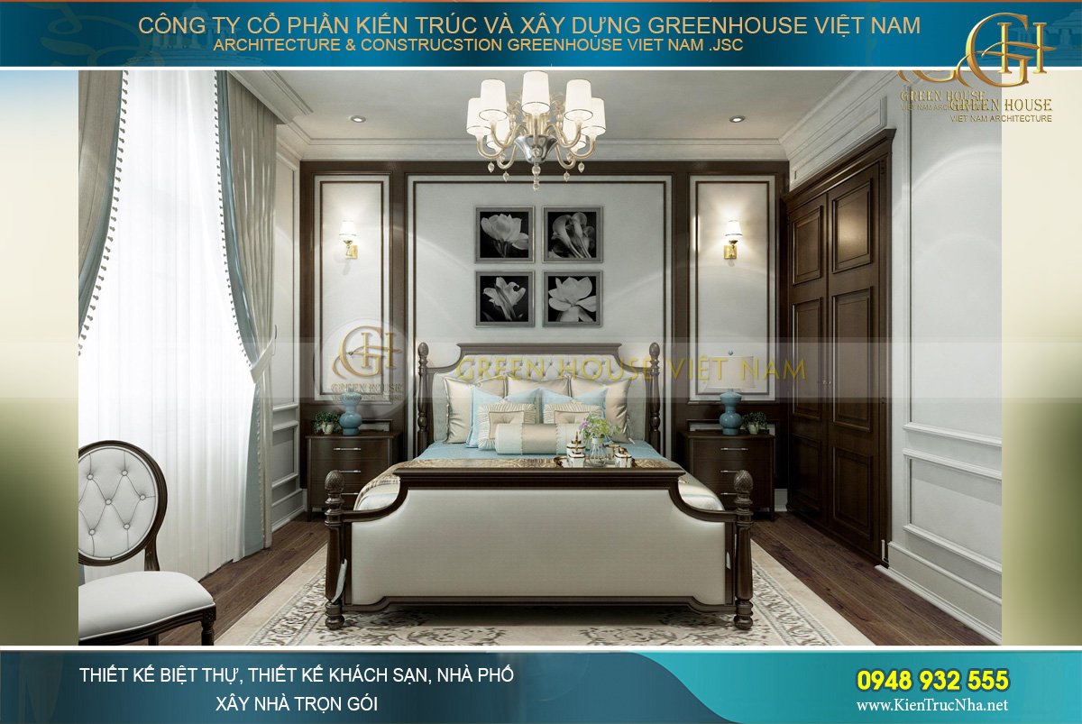 thiết kế nội thất biệt thự tân cổ điển 3 tầng quảng ninh