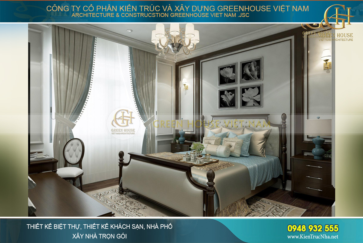 thiết kế nội thất biệt thự tân cổ điển 3 tầng quảng ninh