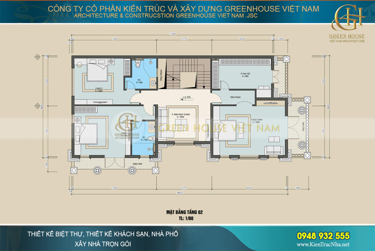 thiết kế nội thất biệt thự tân cổ điển 3 tầng quảng ninh