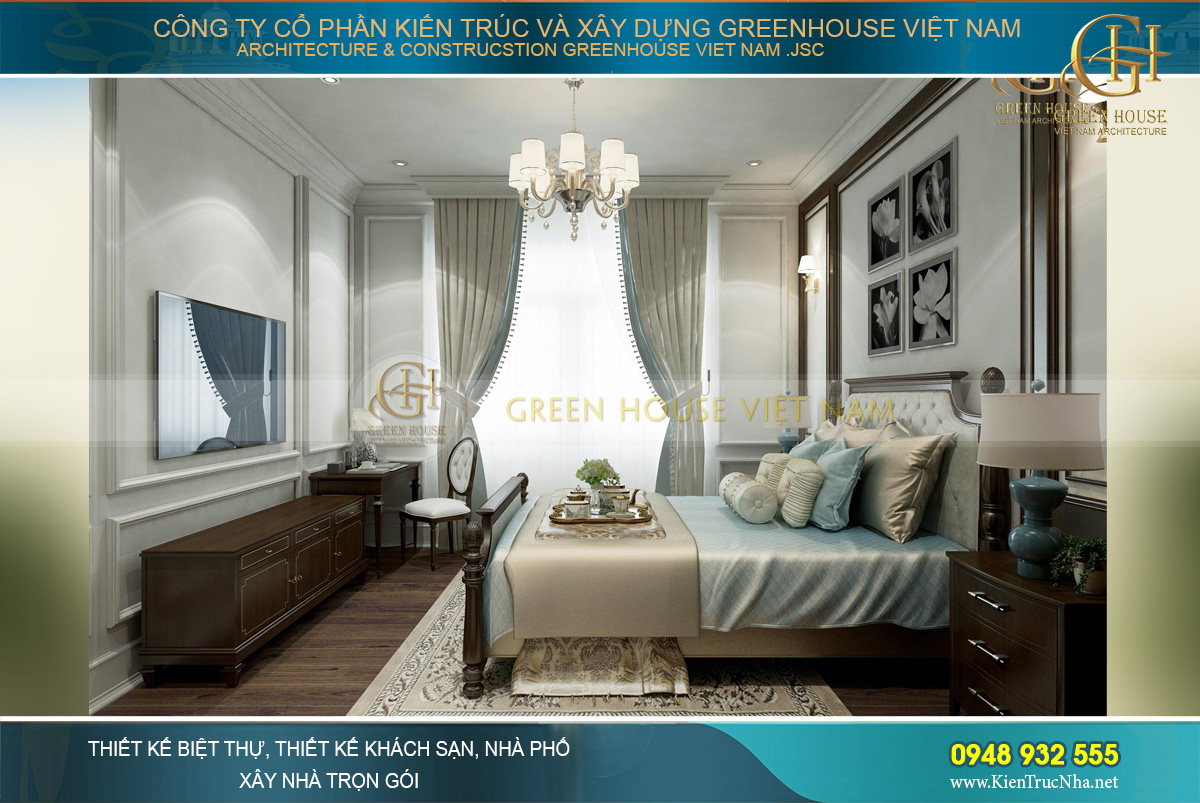 thiết kế nội thất biệt thự tân cổ điển 3 tầng quảng ninh