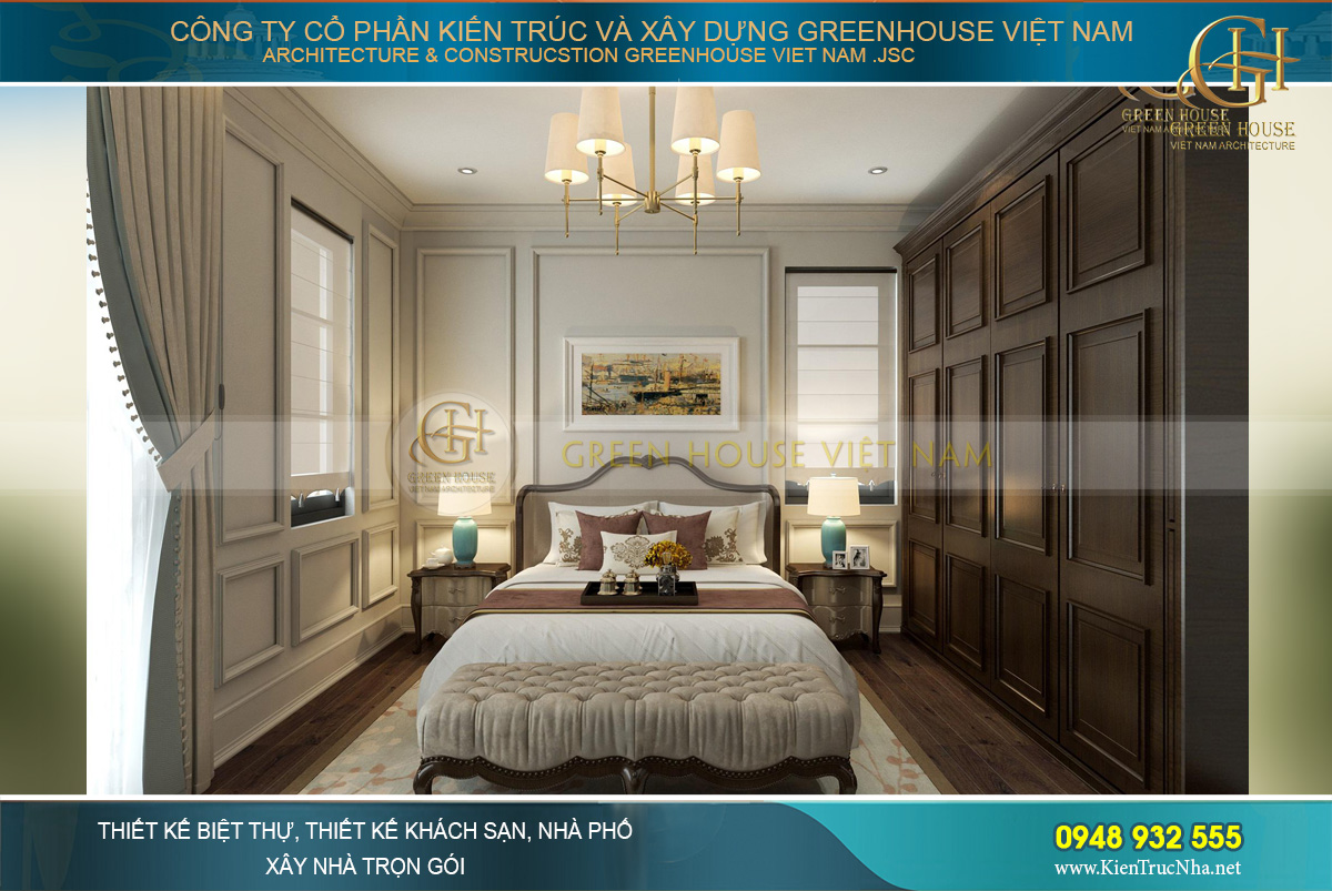 thiết kế nội thất biệt thự tân cổ điển 3 tầng quảng ninh
