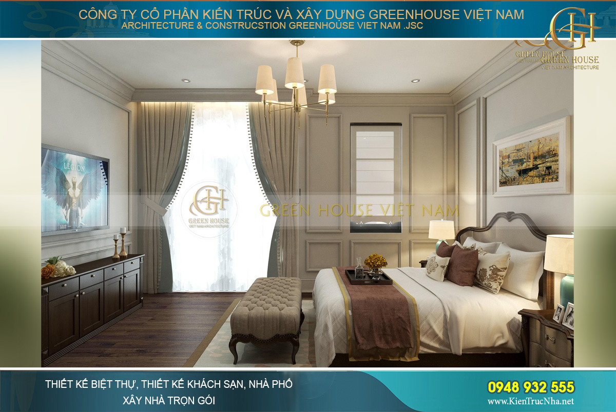 thiết kế nội thất biệt thự tân cổ điển 3 tầng quảng ninh