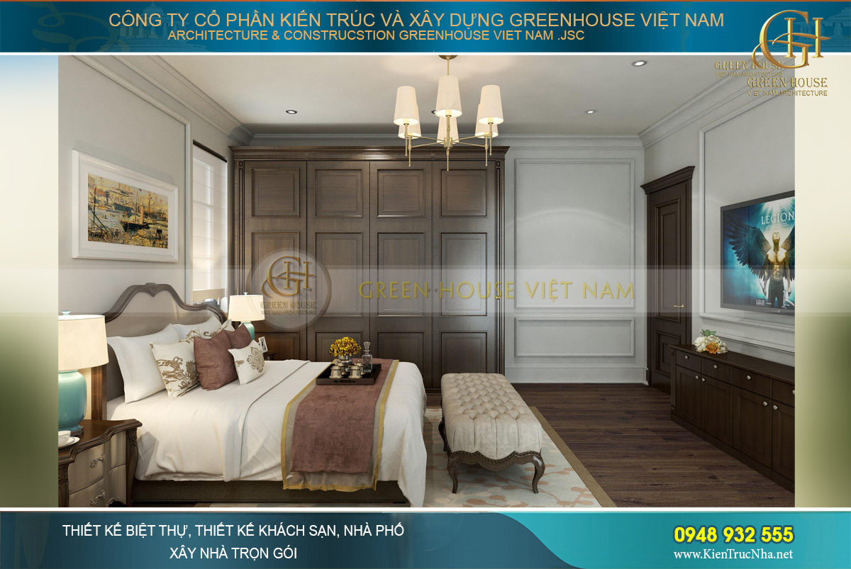 thiết kế nội thất biệt thự tân cổ điển 3 tầng quảng ninh