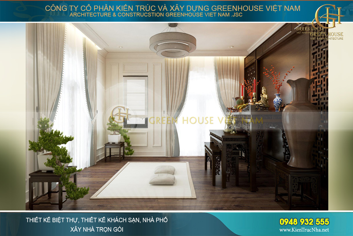 thiết kế nội thất biệt thự tân cổ điển 3 tầng quảng ninh