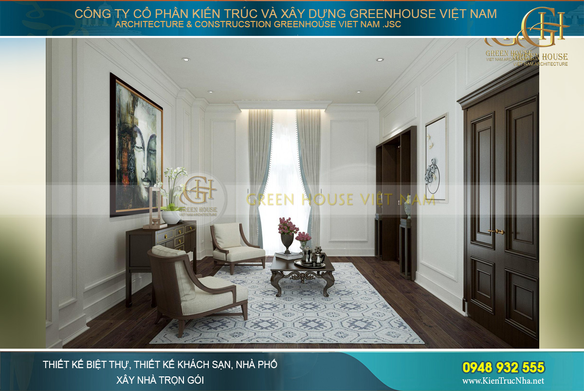 thiết kế nội thất biệt thự tân cổ điển 3 tầng quảng ninh