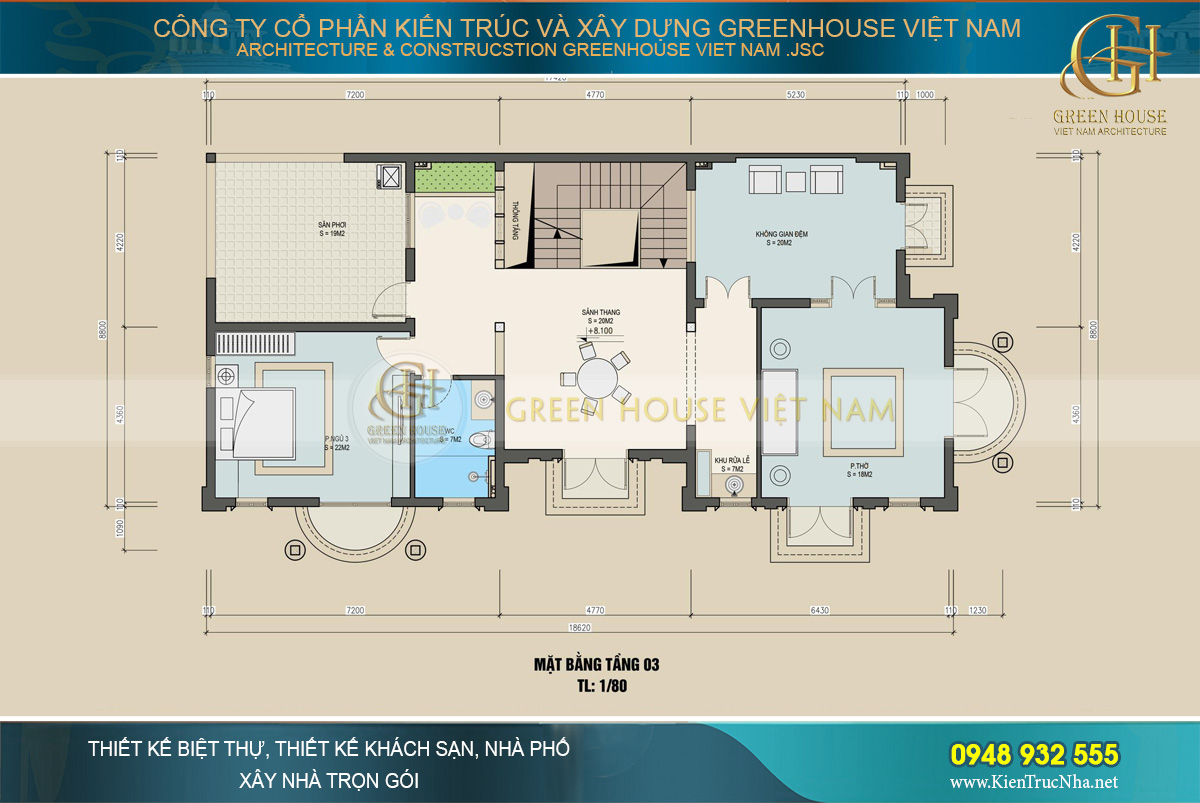 thiết kế nội thất biệt thự tân cổ điển 3 tầng quảng ninh
