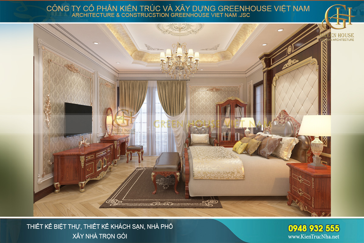 thiết kế nội thất biệt thự tân cổ điển 4 tầng bắc giang