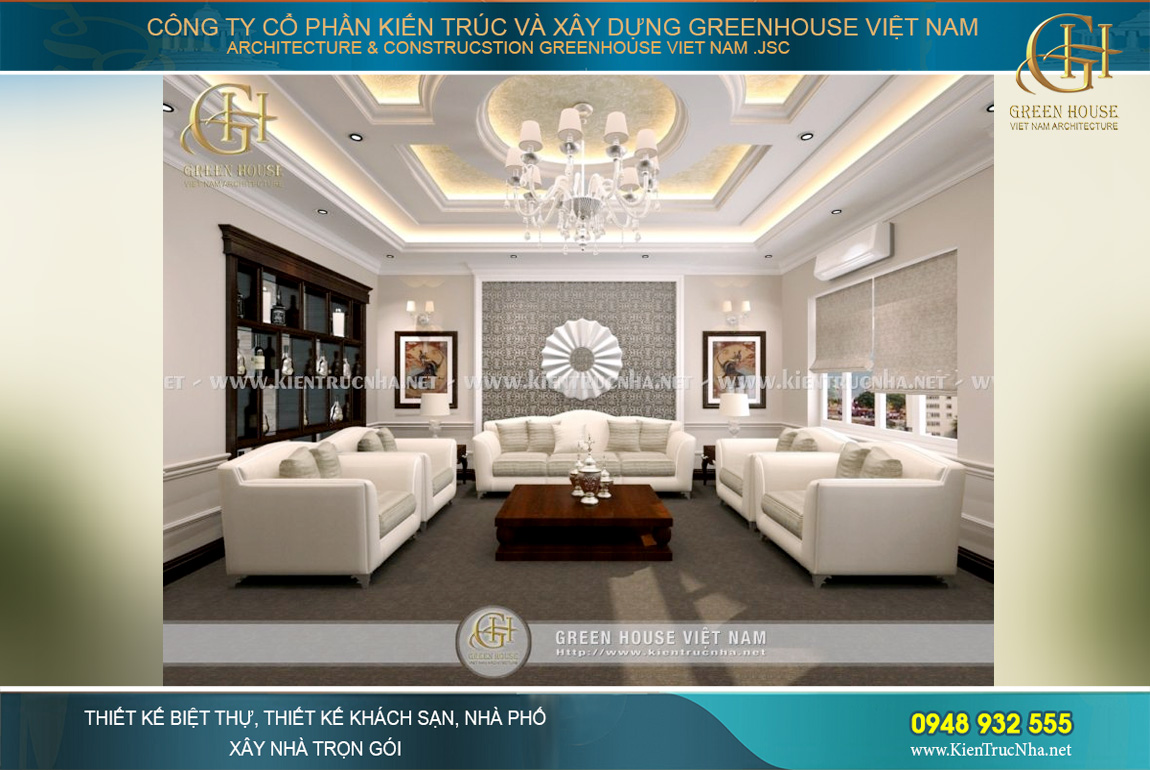 thiết kế nội thất biệt thự phố tân cổ điển tại Hà Nội