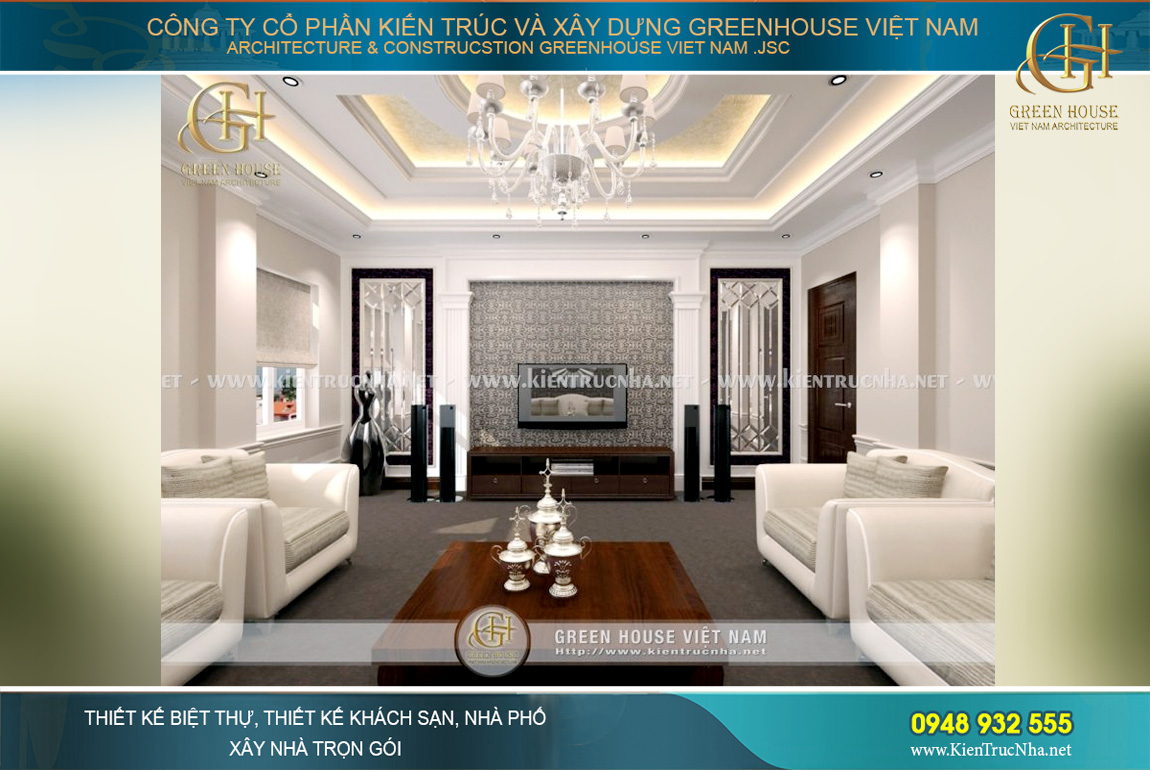 thiết kế nội thất biệt thự phố tân cổ điển tại Hà Nội