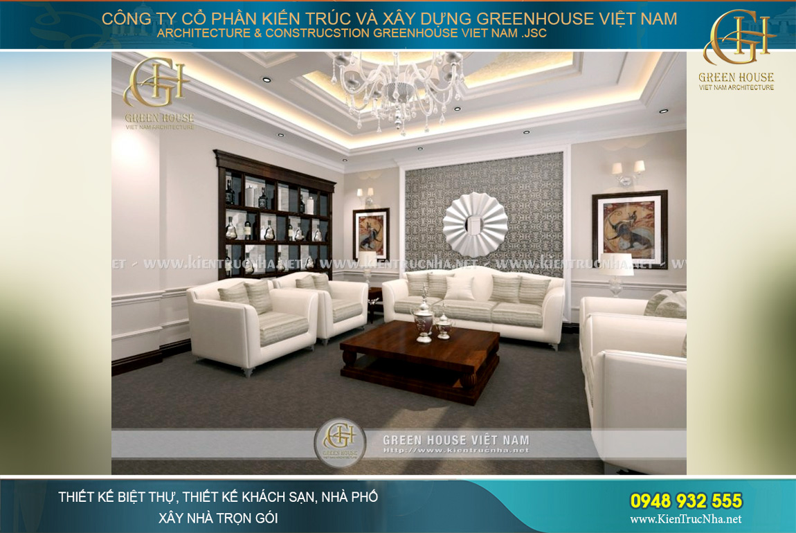 thiết kế nội thất biệt thự phố tân cổ điển tại Hà Nội