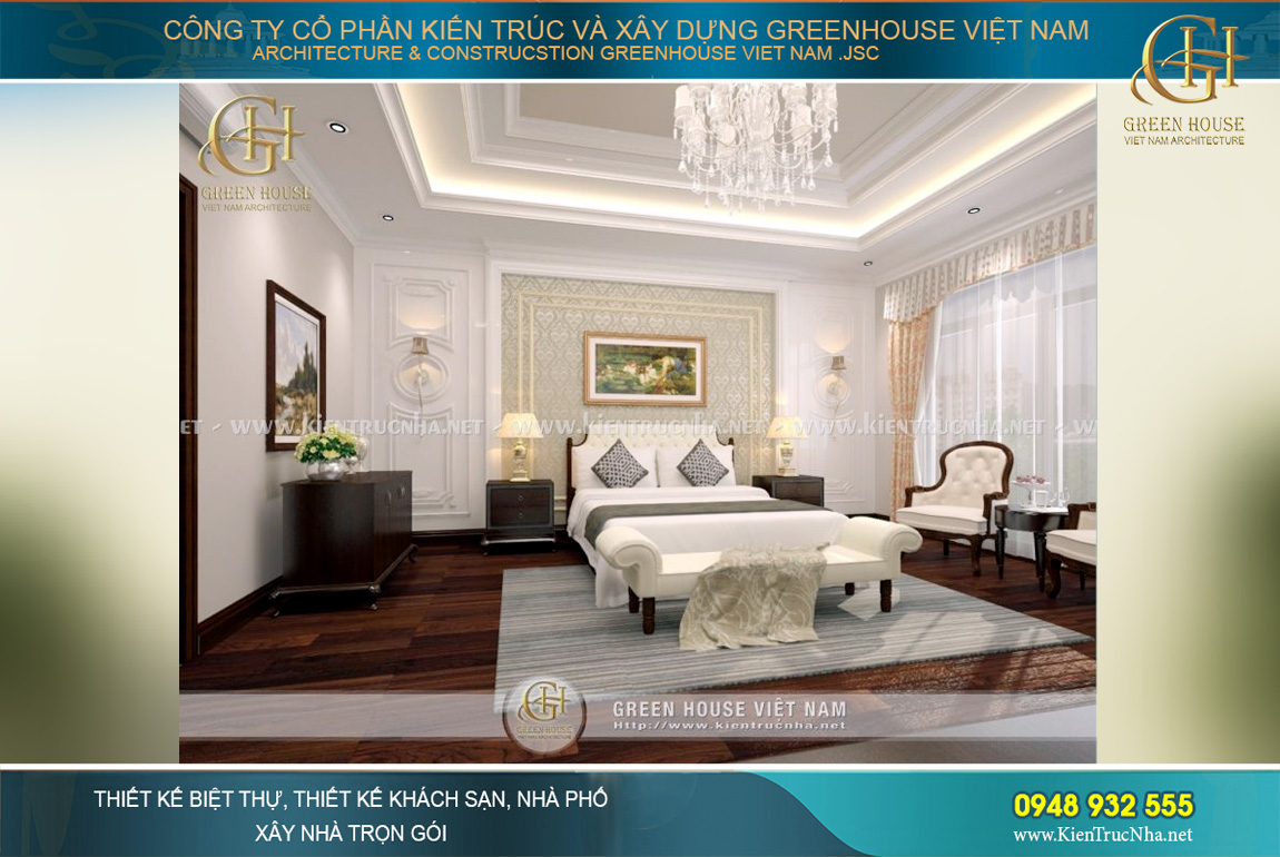 Các không gian phòng ngủ cho các thành viên trong gia đình đều được nghiên cứu kĩ lưỡng. Phòng ngủ không đơn thuần là nơi để ngủ, nó là không gian riêng cho mỗi thành viên gia đình thể hiện được cá tính và nhu cầu sinh hoạt riêng tư của từng người. Chính vì vậy mà các kiến trúc sư của Green House Việt Nam đã tham khảo ý kiến riêng mỗi thành viên để tạo nên một không gian nội thất đặc biệt phù hợp nhất.