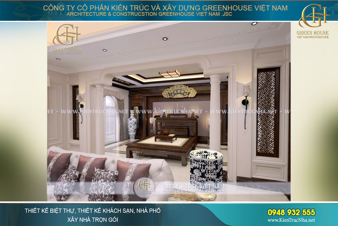 thiết kế nội thất biệt thự phố tân cổ điển tại Hà Nội