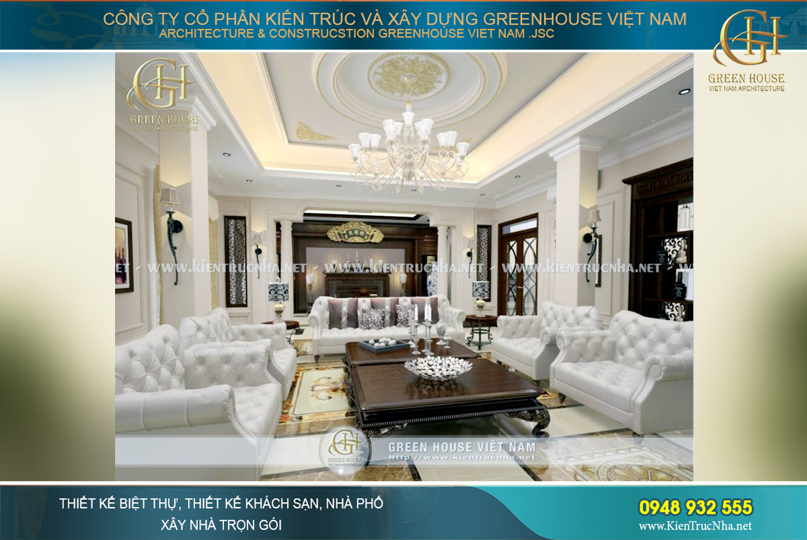 thiết kế nội thất biệt thự phố tân cổ điển tại Hà Nội