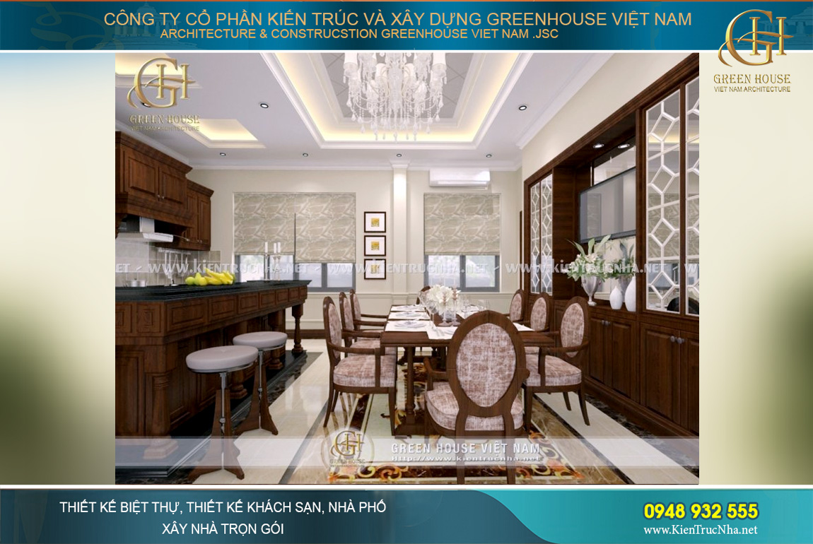 thiết kế nội thất biệt thự phố tân cổ điển tại Hà Nội