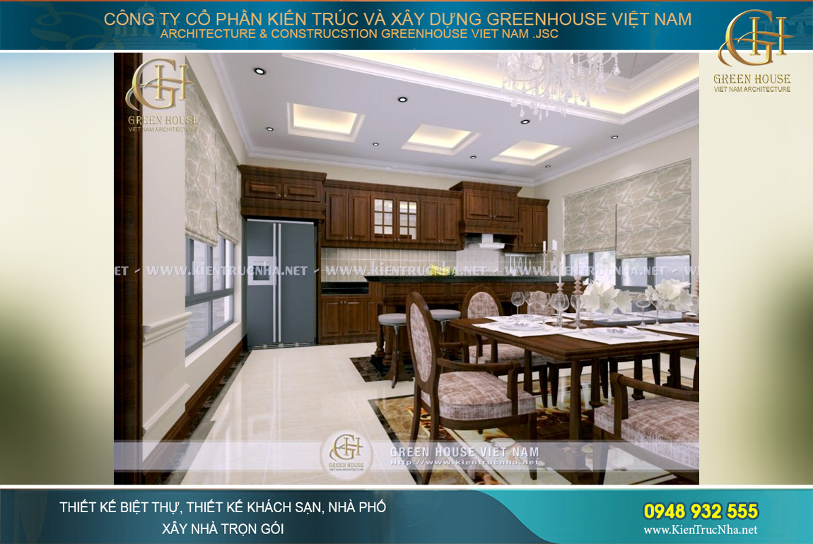 thiết kế nội thất biệt thự phố tân cổ điển tại Hà Nội