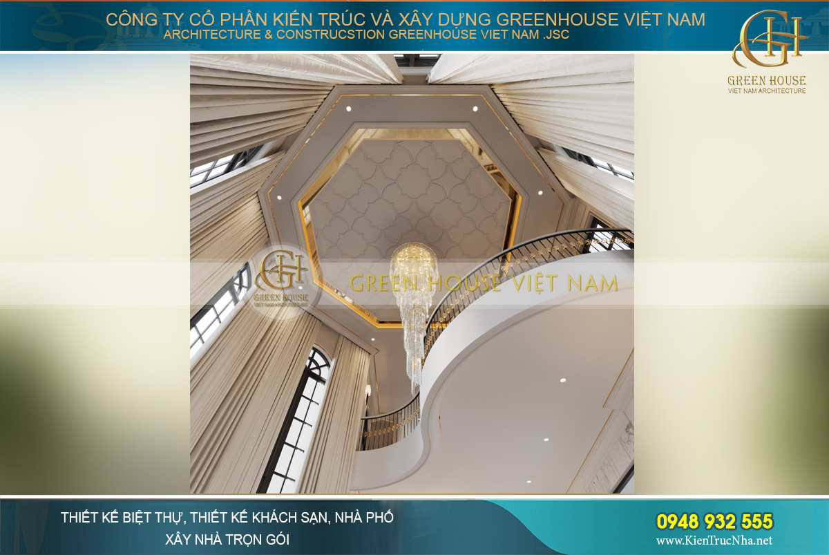 thiết kế biệt thự tân cổ điển 3 tầng tại Vinhomes Hà Nội