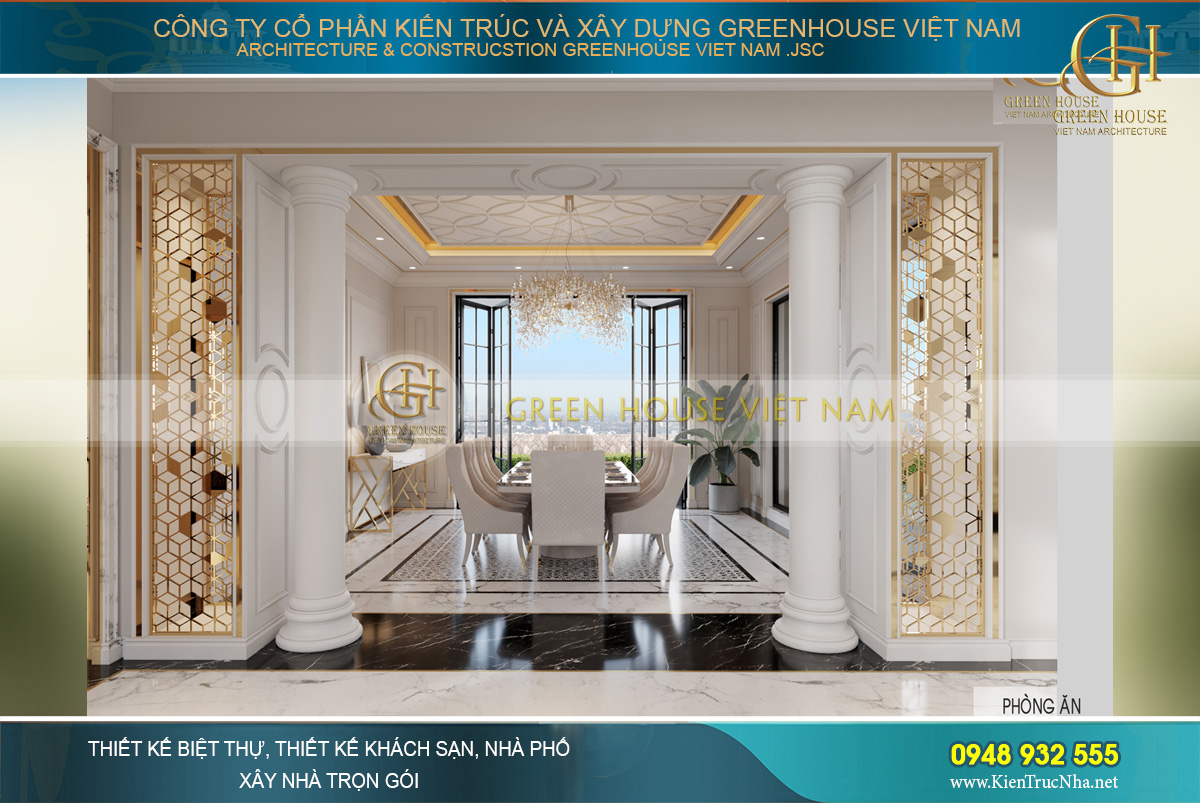 thiết kế biệt thự tân cổ điển 3 tầng tại Vinhomes Hà Nội