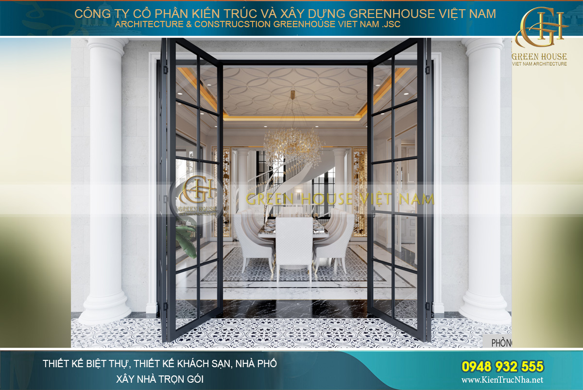 thiết kế biệt thự tân cổ điển 3 tầng tại Vinhomes Hà Nội
