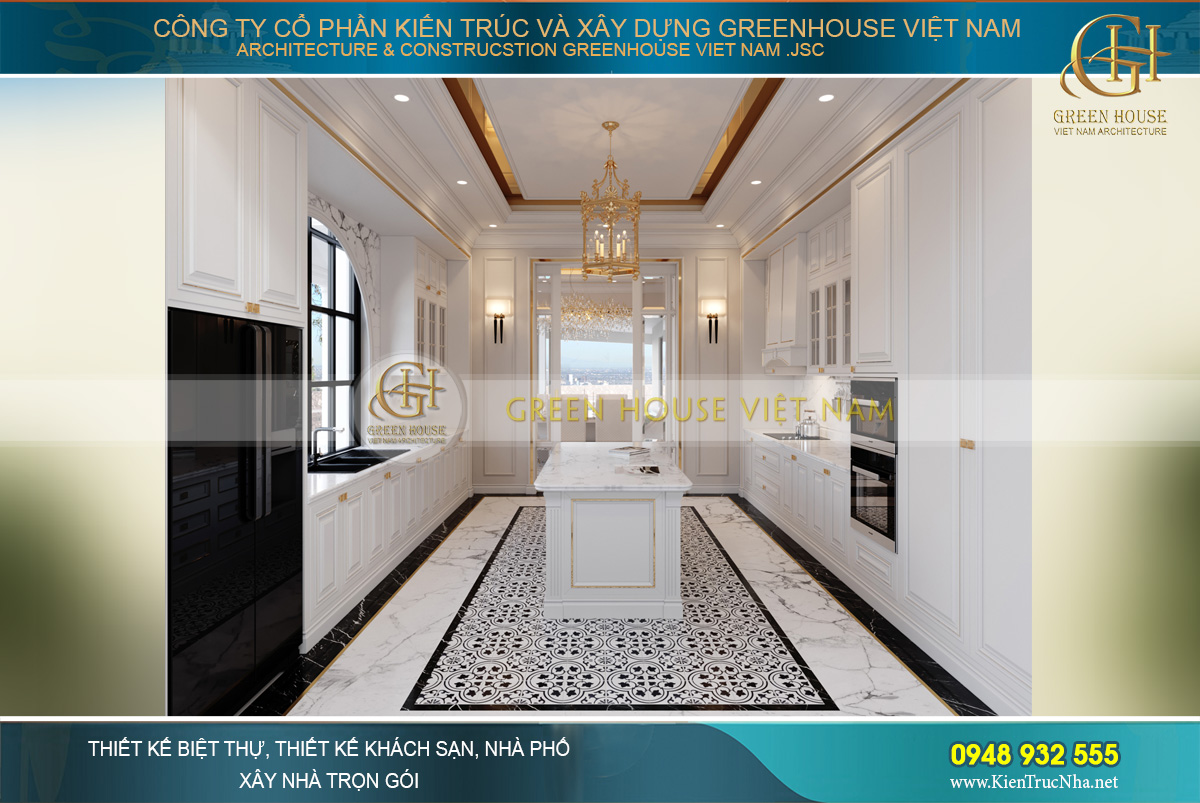 thiết kế biệt thự tân cổ điển 3 tầng tại Vinhomes Hà Nội
