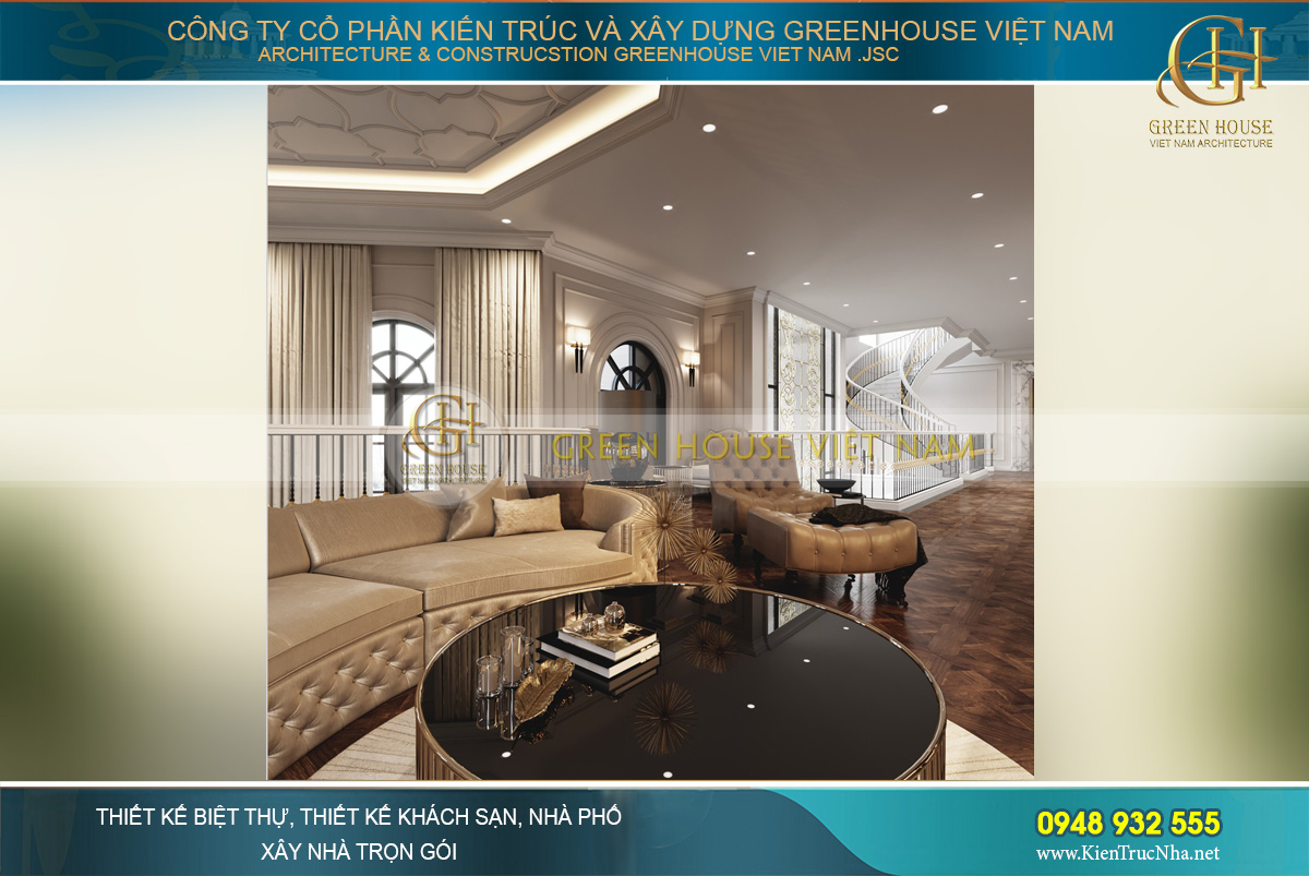 thiết kế biệt thự tân cổ điển 3 tầng tại Vinhomes Hà Nội