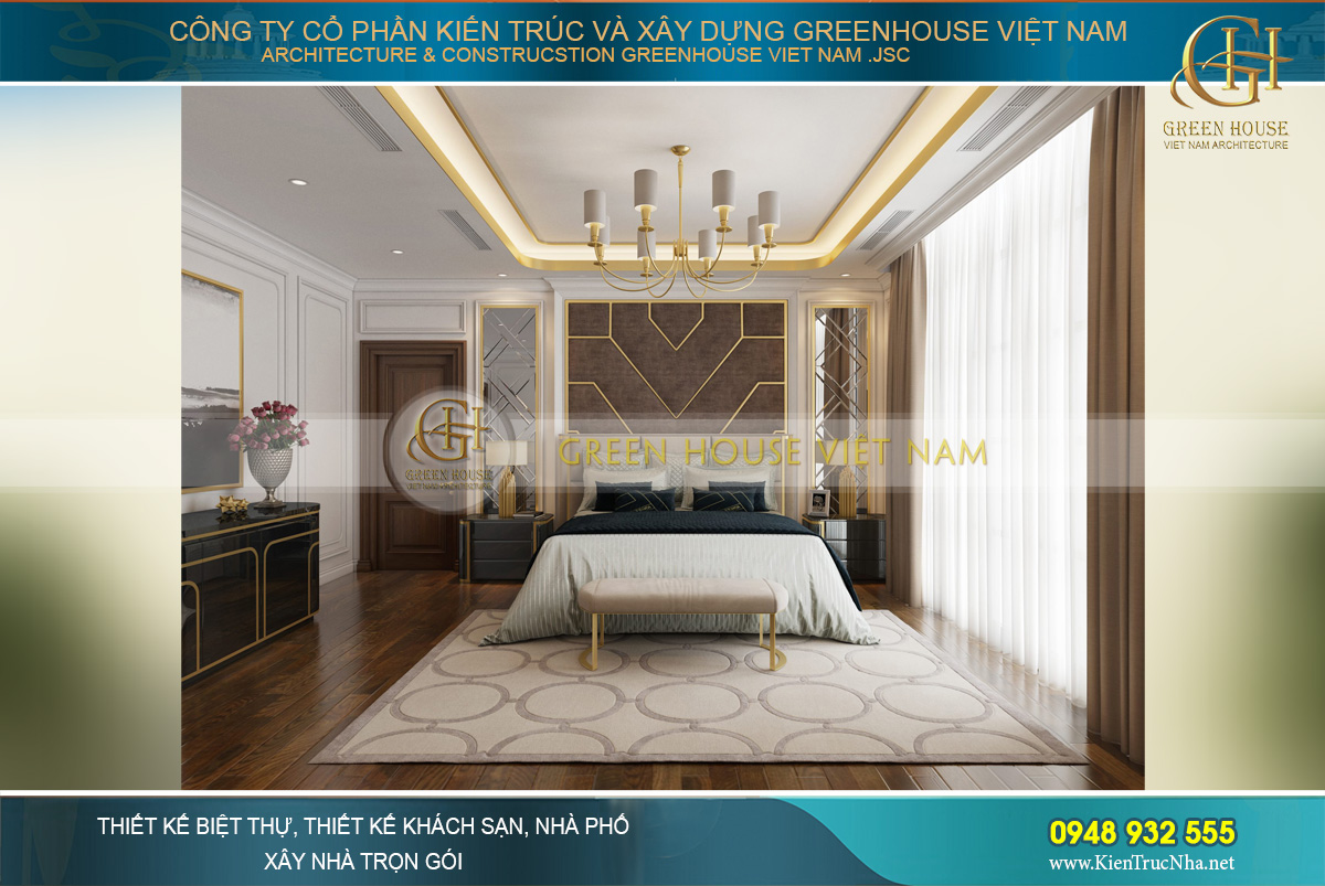 thiết kế biệt thự tân cổ điển 3 tầng tại Vinhomes Hà Nội