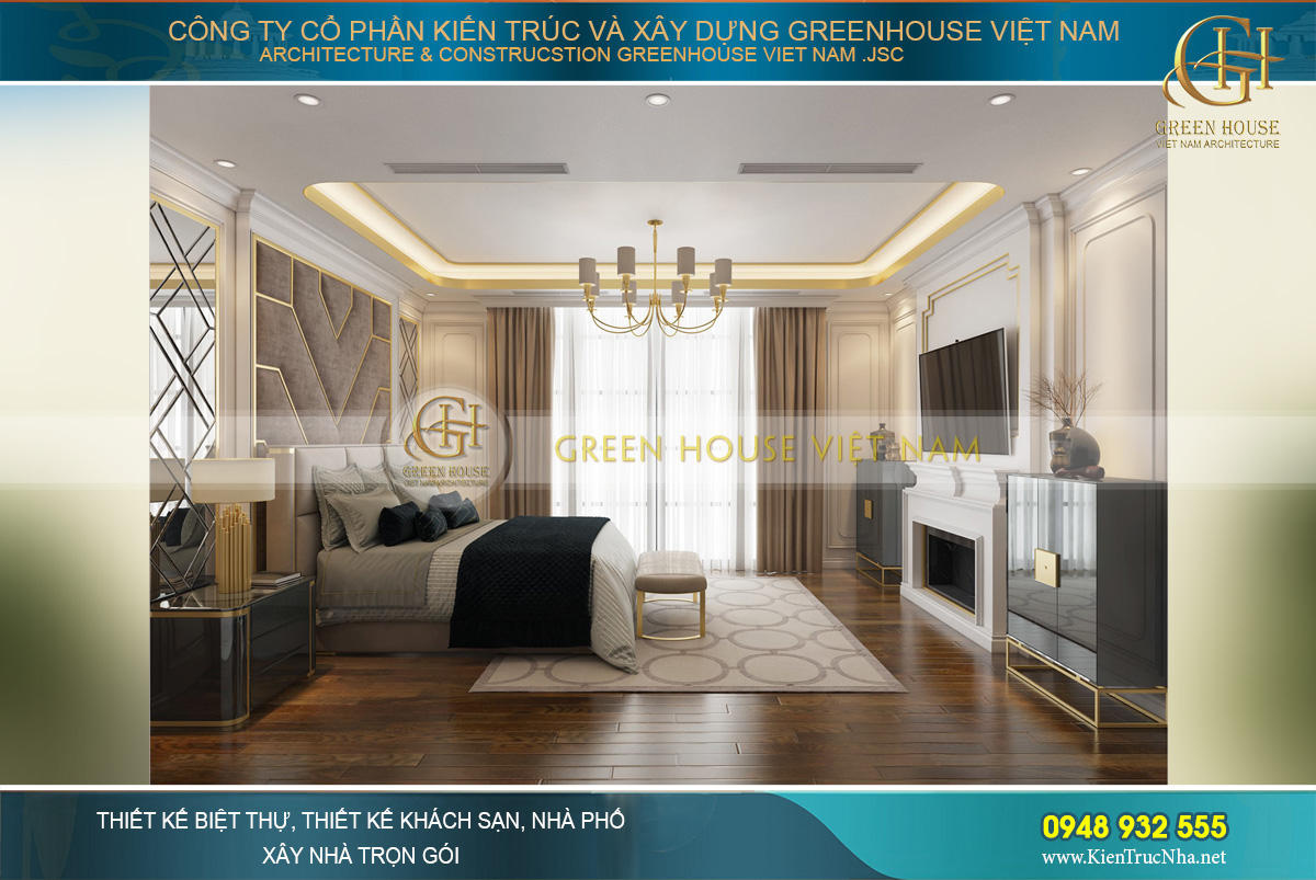 thiết kế biệt thự tân cổ điển 3 tầng tại Vinhomes Hà Nội