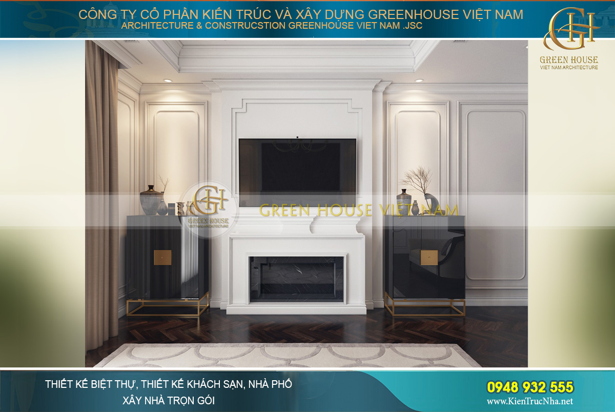 thiết kế biệt thự tân cổ điển 3 tầng tại Vinhomes Hà Nội