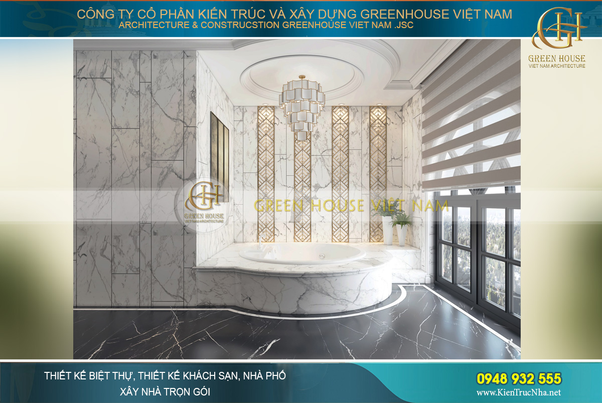 thiết kế biệt thự tân cổ điển 3 tầng tại Vinhomes Hà Nội